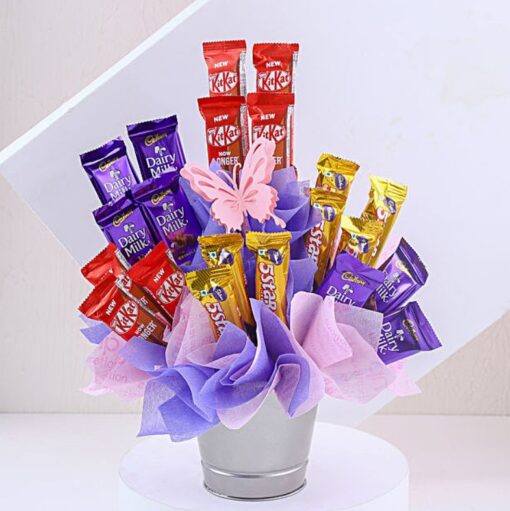 Mom’s Chocolate Bliss Basket – assorted classic truffles and chocolates in elegant gift hamper