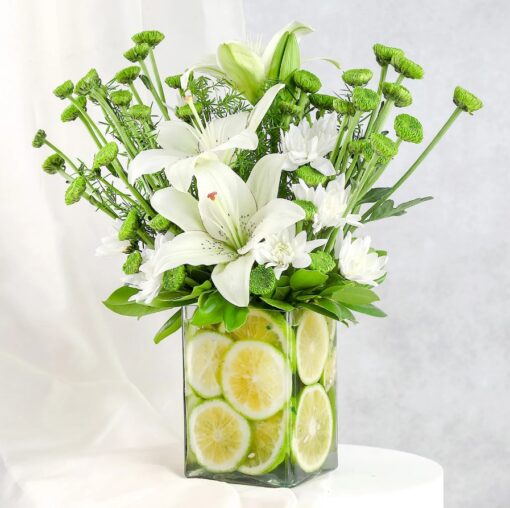 Elegant gift set featuring floral and citrus-themed products under Vibrant Blossom Harmony