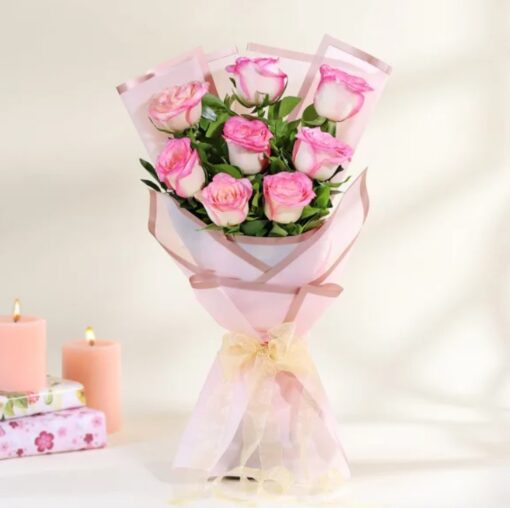 Garden of Blushing Roses bouquet featuring soft pink roses arranged beautifully