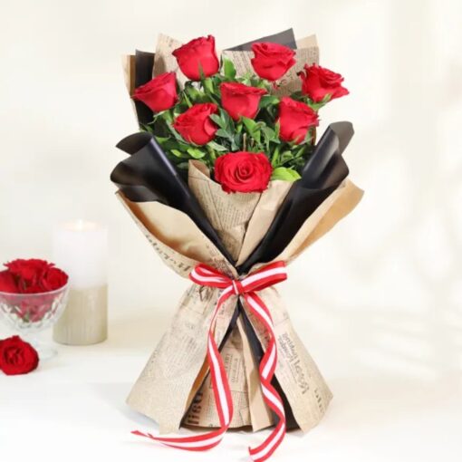 Blushing Pink Rose Bouquet with delicate pink roses arranged beautifully for gifting