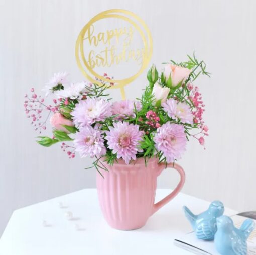 Lovely Pink Birthday Bouquet featuring an assortment of pink flowers, perfect for a birthday celebration