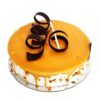 Golden Choco Crunch Delight – a layered butterscotch cake topped with chocolate slices, caramel swirls, and golden crunchy toppings.
