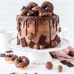 Opulent Chocolate Delight – rich dark chocolate cake with glossy ganache and elegant decoration.