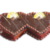 Double Heart Chocolate Delight cake with twin heart-shaped chocolate decorations.