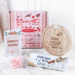 Curated hamper with organic pantry staples, spices, and eco-friendly kitchen tools