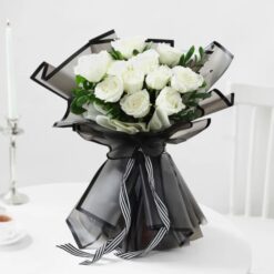 Mystical Black Rose Collection featuring a dramatic bouquet of deep black roses arranged elegantly for gifting or decor