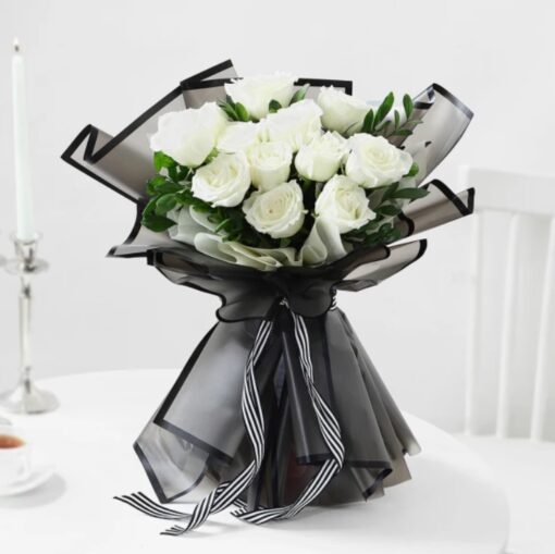 Mystical Black Rose Collection featuring a dramatic bouquet of deep black roses arranged elegantly for gifting or decor