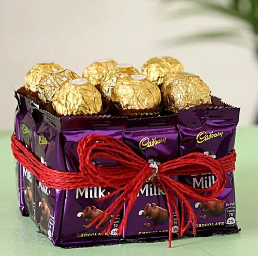 Ferrero Rocher Dairy Combo – premium chocolate gift set featuring Ferrero Rocher and Cadbury Dairy Milk chocolates.