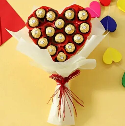 Rocher Heartfelt Chocolate Bouquet – heart-shaped Ferrero Rocher chocolate arrangement