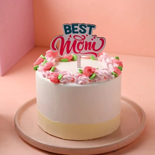 Mom’s Floral Elegance Cake – elegant cake decorated with intricate floral patterns and soft pastel colors.
