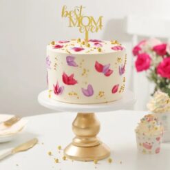 Floral Harmony Mom Cake – floral-themed cake decorated with edible flowers for Mom
