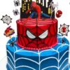 Spidey Hero Celebration Cake – colorful Spider-Man themed cake with web and mask decorations