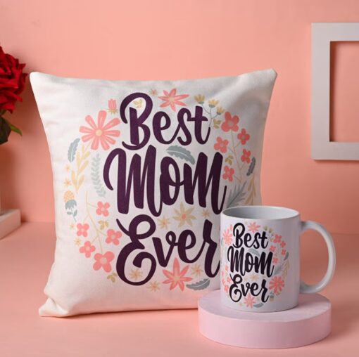 Mama’s Cozy Moments Set - Comforting cushion and heartwarming mug beautifully arranged