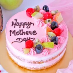 Joyful Mom’s Fruit Treat – colorful fruit cake decorated with fresh fruits for Mom