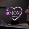 Personalized Mom’s Bright Love LED Lamp glowing warmly, ideal Mother’s Day gift with customizable heartfelt message.