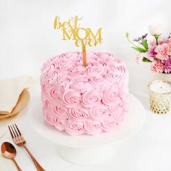 Peach Blossom Mom Cake with creamy peach petals and floral design