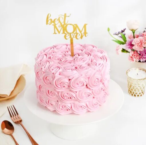 Peach Blossom Mom Cake with creamy peach petals and floral design