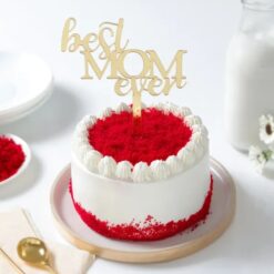 Mom’s Luxe Velvet Cake with smooth velvet layers and elegant decoration