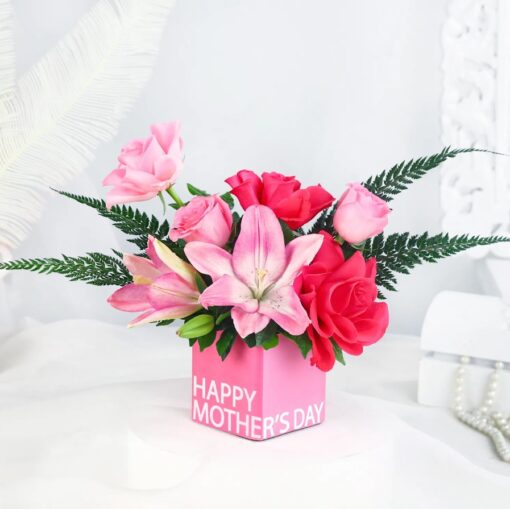 Beautiful Mom’s Serenade Floral Bouquet with roses, lilies, and greenery