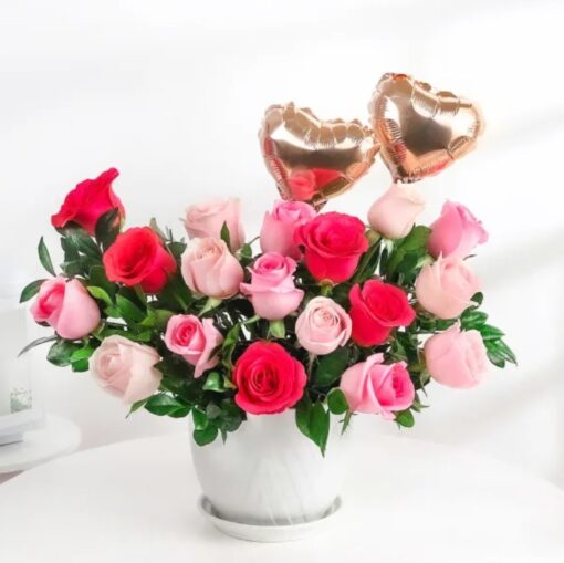 Radiant Rose Love Bouquet with vibrant pink and red roses arranged beautifully for gifting