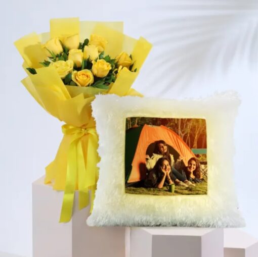 Custom LED Glow Cushion featuring personalized design and soft glowing LED lights, ideal for cozy and decorative home comfort.