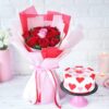 Romantic Blooms Cake Combo with elegant rose bouquet and a delicious cake gift
