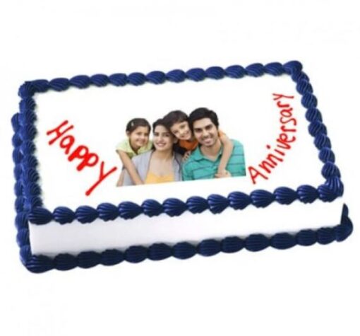 Elegant Anniversary Photo Cake – floral decorated cake with personalized photo.