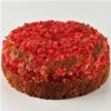 Red Velvet Plum Cake with layered red velvet sponge and plum filling.