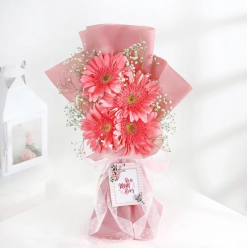 Rosy Mom's Day Bouquet with elegant pink roses arranged for Mother’s Day gifting