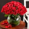 Majestic 40 Red Roses – opulent bouquet of 40 fresh red roses in stylish black paper