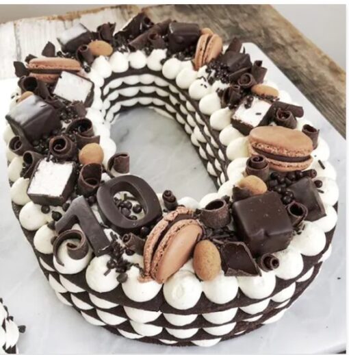 Zero Number Birthday Cake – 2 kg fondant cake shaped as the number zero with colorful decorations