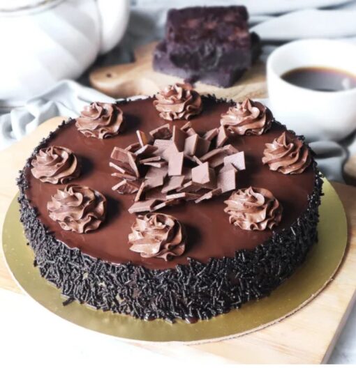 Decadent Truffle Bliss Cake – rich chocolate cake with truffle mousse and chocolate decorations