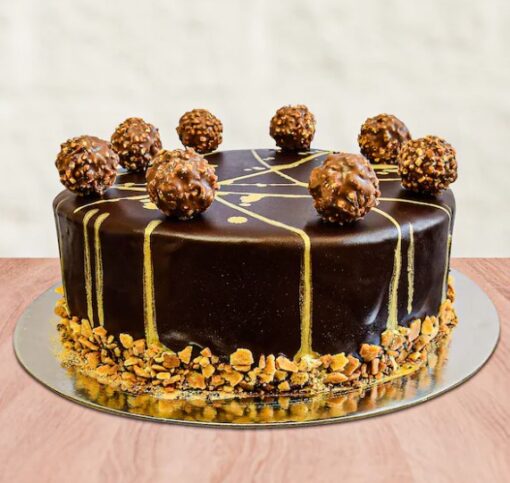 Ferrero Chocolate Truffle Cake – chocolate cake with hazelnut ganache and Ferrero Rocher chocolates