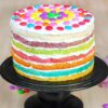 Colorful Layer Cake – multi-layered cake with vibrant colored layers and creamy frosting.