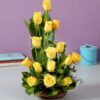 Bright Yellow Rose Bunch – fresh vibrant yellow roses bouquet with lush green foliage