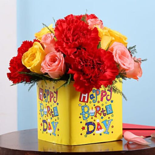 Roses & Carnations Floral Mix – bouquet of fresh roses and carnations in mixed colors