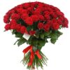50 Stunning Red Roses – large bouquet of fresh, vibrant red roses wrapped elegantly
