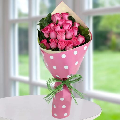20 Elegant Pink Roses – beautifully arranged pink rose bouquet for special occasions