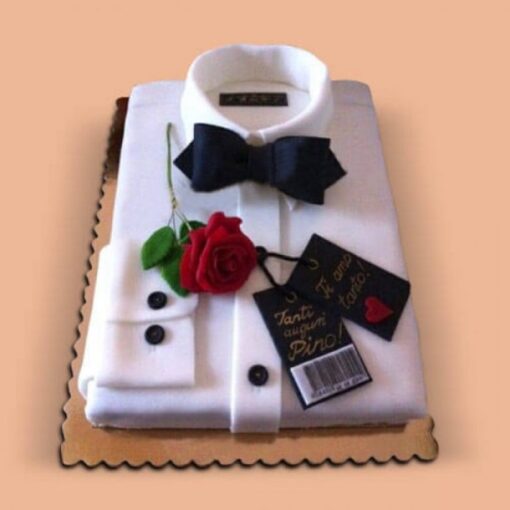 Dad’s Shirt Tribute Cake with detailed shirt design and tie decoration.