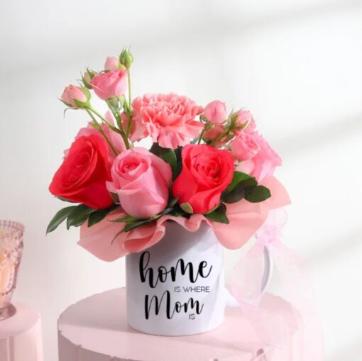 Spring Floral Mug Gift with vibrant flowers arranged in a personalized coffee mug