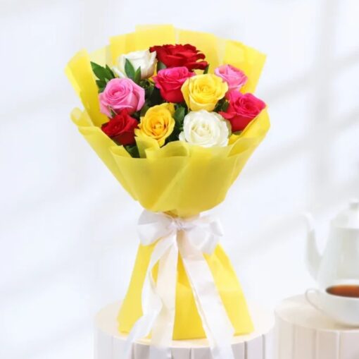 Radiant Sunshine Floral Mix showcasing a colorful bouquet of bright yellow, orange, and white flowers symbolizing warmth and happiness—ideal for joyful celebrations.