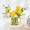 Radiant Mom Sunshine Bouquet with bright yellow and orange flowers arranged beautifully for Mom