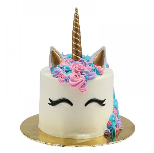Unicorn Dream Swirl with colorful swirls, horn topper, and pastel decorations, ideal for kids' birthdays and magical celebrations.