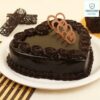 Smooth Chocolate Heart Cake – heart-shaped cake with silky chocolate frosting.