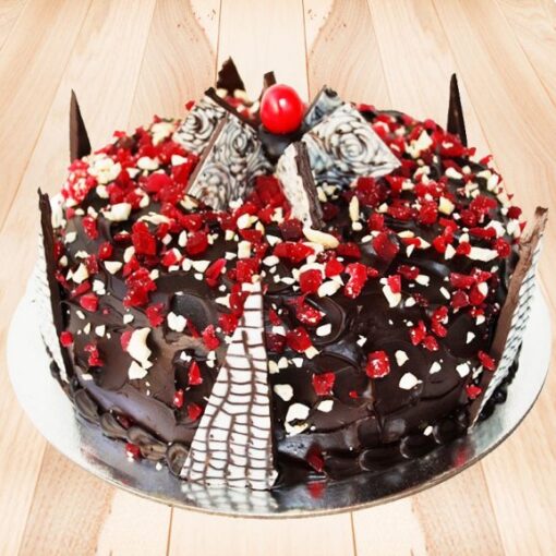 Fusion Chocolate Cassata Delight – layered chocolate and cassata fusion cake.