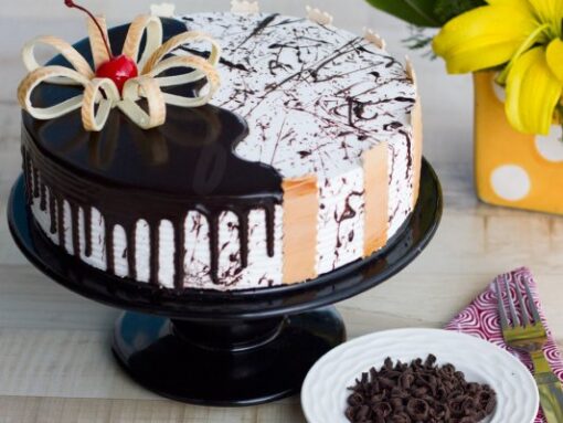 Classic Chocolate Vanilla Delight – chocolate and vanilla layered cake.