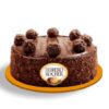 Nutty Chocolate Ferrero Cake with moist chocolate layers, Nutella frosting, crushed Ferrero Rocher candies, and chopped hazelnuts.