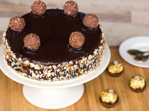 Gourmet Ferrero Rocher Treat – chocolate hazelnut dessert with Ferrero Rocher chocolates.
