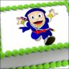 Ninja Hattori Celebration Cake with fondant ninja figures and themed decorations.