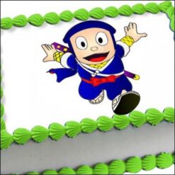 Ninja Hattori Celebration Cake with fondant ninja figures and themed decorations.